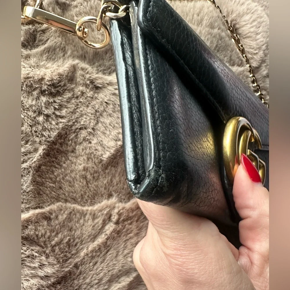 Gucci Marmont Continental Flap Black Pebbled Leather Wallet - Picture 3 of 11